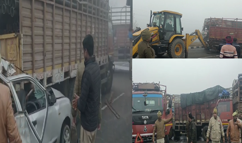 Noida News :  घने कोहरे का कहर ग्रेनो नोएडा में हाइवे पर एक के बाद एक 10 गाड़ियां टकराने से चार लोग हुए घायल अस्पताल में कराया गया भर्ती